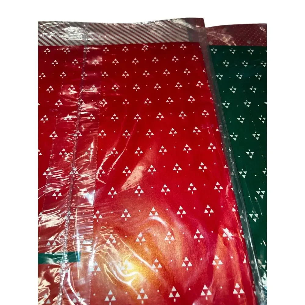 Vintage Christmas Gift Wrap lot Red white Green minimalist 4 each with 2 sheets